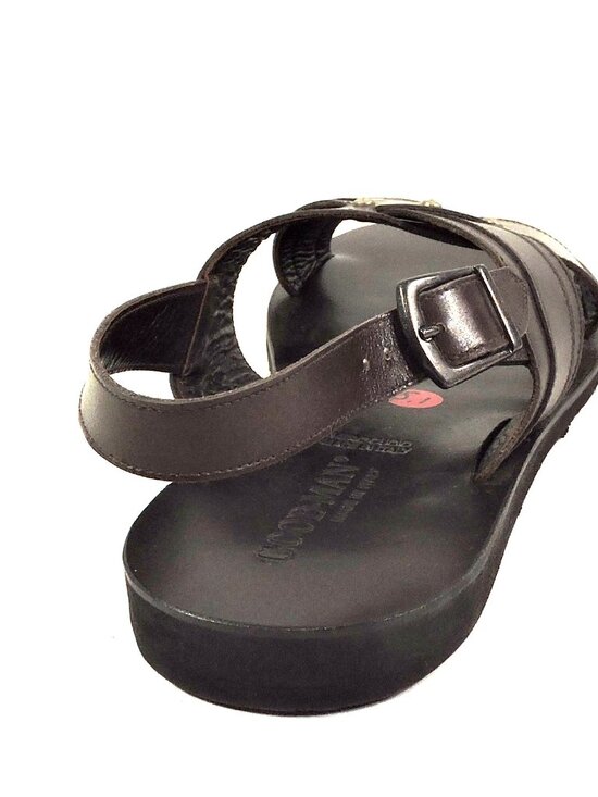 GOODMAN ?? MEN\'S BROWN LEATHER COMFORT SUMMER FLAT SANDALS